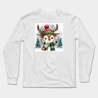 Cute Reindeer Coffee Lover Gifts Long Sleeve T-Shirt